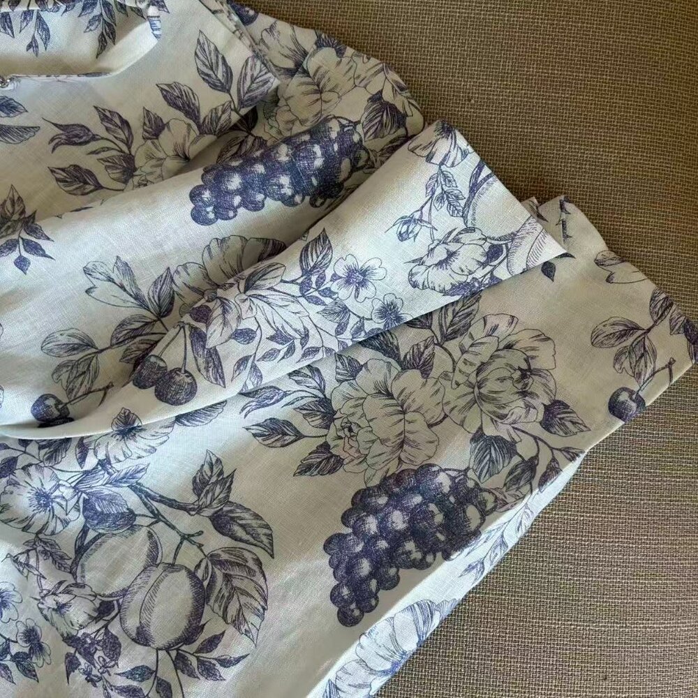 Reformation Katarin Linen Midi Dress Sz2 Carla Blue White Floral Casual Party - Picture 10 of 12